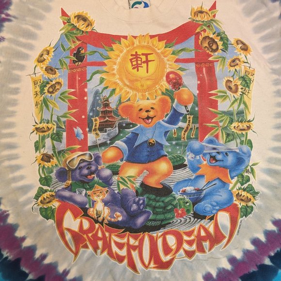 Vintage 1997 Grateful Dead Chinese New Year Tie Dye Liquid Blue Shirt Men's XL - Picture 3 of 5